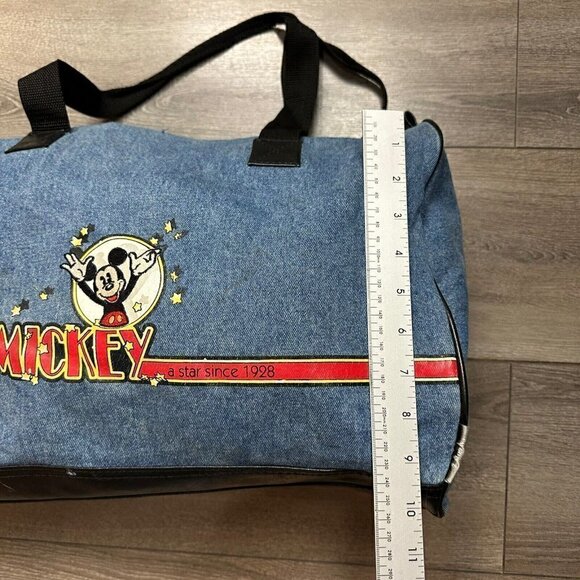 VTG Embroidered Mickey Mouse Unlimited Denim Genuine Classic Large Duffel Bag - Picture 10 of 10